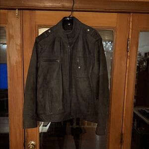 Men's charcoal Leather Jacket